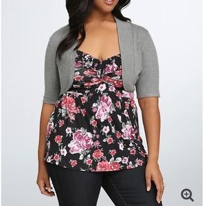 Torrid Shawl Collar Shrug Heather Grey
